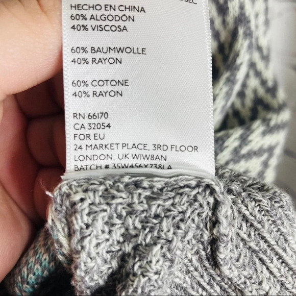 Urban Outfitters Ecote White Blue Gray Chevron Intarsia Sweater Size Small - Picture 7 of 11